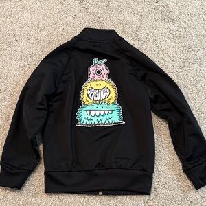 Adidas Black Jacket with White Stripes and Patch